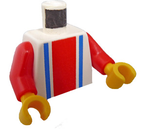 LEGO White Torso with Vertical Red and Blue Stripes and Red Arms (973)