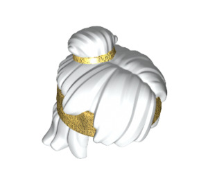 LEGO Wit Slordig Halflang haar met Top Knot Bun met Parelmoer goud Hoofdband (25750)