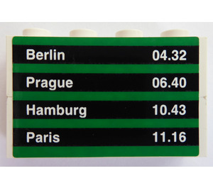 LEGO blanc Train Schedule Berlin Prague Hamburg Paris Stickered Assembly