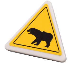 LEGO White Triangular Sign with Bear Warning Sticker with Split Clip (30259)