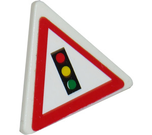 LEGO White Triangular Sign with Traffic Light Sticker with Split Clip (30259)