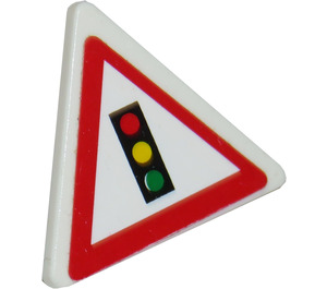LEGO blanc Triangulaire Sign avec Traffic Light Autocollant avec clip fendu (30259)
