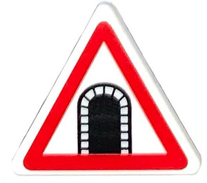 LEGO Weiß Dreieckig Sign mit Tunnel Sign Aufkleber mit offenem O-Clip (65676)