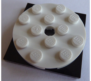 LEGO blanc Turntable 4 x 4 x 0.667 avec Noir Verrouillage Base
