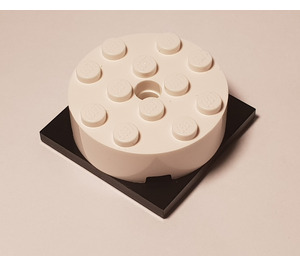 LEGO White Turntable with Black Flat Base