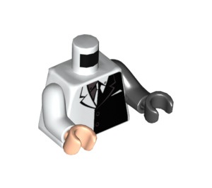 LEGO Weiß Two-Gesicht Torso Schwarz Hälfte Anzug (973 / 76382)