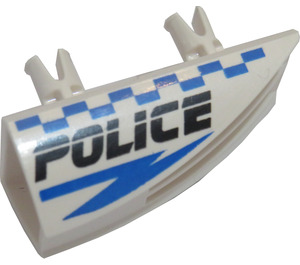 LEGO blanc Véhicule Côté Flaring Intake 1 x 4 avec Bleu Checkered Police logo - Droite (30647)