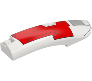 LEGO White Wedge 2 x 10 x 2 Right with Red (4308 / 106154)