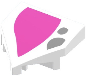 LEGO White Wedge 2 x 2 x 0.7 with Point (45°) with Dark Pink Ear and 2 Medium Stone Gray Spots Sticker (66956)