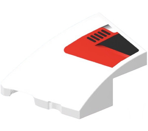 LEGO Wit Wig 2 x 3 Links met Lucht Vent Aan Rood Background Sticker (80177)