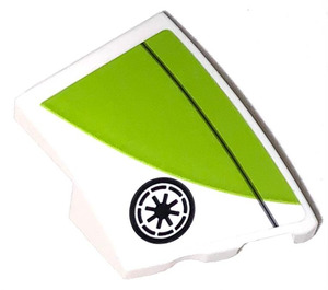 LEGO White Wedge 2 x 3 Right with Lime Green Decoration and Republic Insignia Sticker (80178)