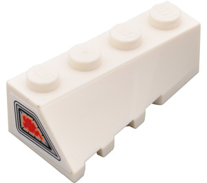 LEGO White Wedge 2 x 4 Sloped Right with Jet Exhaust Sticker (43720)