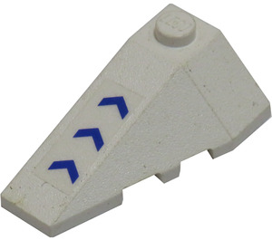 LEGO hvid Kile 2 x 4 Tredobbelt Venstre med 3 Blå Arrows Klistermærke (43710)