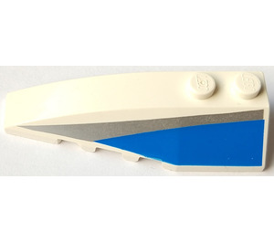LEGO White Wedge 2 x 6 Double Left with Blue and Silver Stripe (41748)