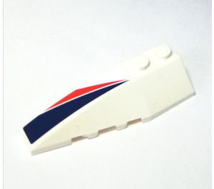 LEGO White Wedge 2 x 6 Double Left with Dark Blue and Red Decor right Sticker (41748)