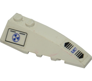 LEGO White Wedge 2 x 6 Double Right with Blue Nuclear and Eject Symbols Sticker (41747)