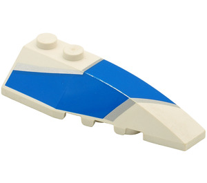 LEGO White Wedge 2 x 6 Double Right with Blue & Silver Wraparound (41747)