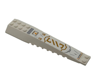 LEGO White Wedge 4 x 16 Triple Curved with Air Vent, Gold Stripes and Ninjago Logogram 'DANGER' Sticker (45301)