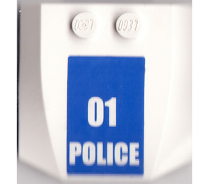 LEGO White Wedge 4 x 4 Curved with '01 POLICE' Sticker (45677)