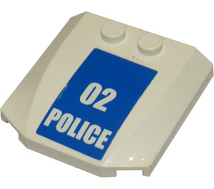 LEGO blanc Coin 4 x 4 Incurvé avec '02 Police' Autocollant (45677)