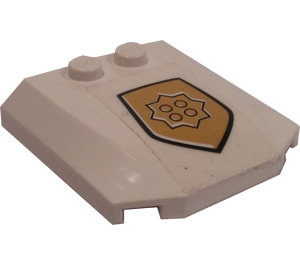 LEGO White Wedge 4 x 4 Curved with Golden Police Badge on White Background Sticker (45677)