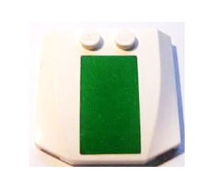 LEGO White Wedge 4 x 4 Curved with Green Thick Stripe Sticker (45677)