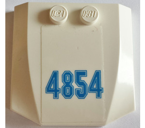 LEGO White Wedge 4 x 4 Curved with Number 4854 Sticker (45677)