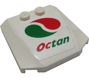 LEGO White Wedge 4 x 4 Curved with 'Octan' logo Sticker (45677)