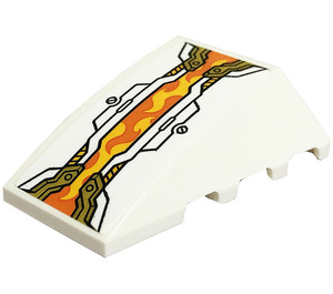 LEGO White Wedge 4 x 4 Triple Curved without Studs with Flames, Screws Sticker (47753)