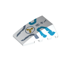 LEGO Wit Wig 4 x 4 Drievoudig Gebogen zonder Studs met Zane's logo en Ice Symbols (37275 / 47753)