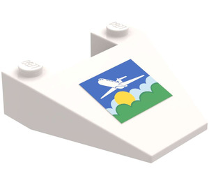 LEGO blanc Coin 4 x 4 avec Airplane above Sun & Clouds Autocollant sans encoches pour tenons (4858)