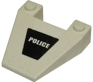 LEGO White Wedge 4 x 4 with 'POLICE' on Black Sticker without Stud Notches (4858)