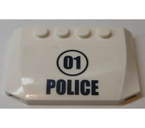 LEGO White Wedge 4 x 6 Curved with '01' and 'POLICE' Sticker (52031)