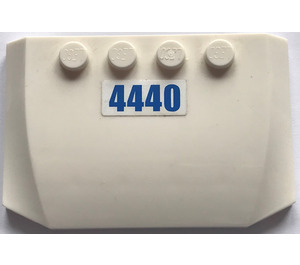 LEGO White Wedge 4 x 6 Curved with "4440" Sticker (52031)