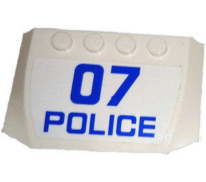 LEGO White Wedge 4 x 6 Curved with Blue Letters '07 Police' Sticker (52031)