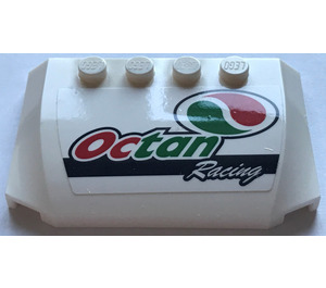 LEGO White Wedge 4 x 6 Curved with "Octan Racing" and Octan Logo Sticker (52031)