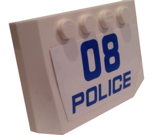 LEGO blanc Coin 4 x 6 Incurvé avec Police 08 Autocollant (52031)