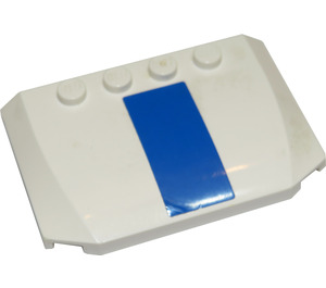 LEGO blanc Coin 4 x 6 Incurvé avec avec Bleu Stripe Autocollant (52031)