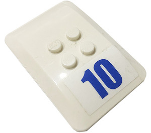 LEGO blanc Coin 4 x 6 Roof Incurvé avec Bleu '10' sur blanc Background Autocollant (98281)
