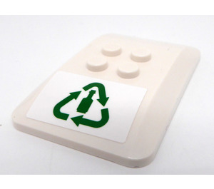 LEGO White Wedge 4 x 6 Roof Curved with Green Glass Recycling Logo Sticker (98281)