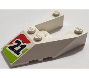 LEGO White Wedge 6 x 4 Cutout with "21" Sticker with Stud Notches (6153)