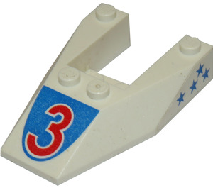 LEGO White Wedge 6 x 4 Cutout with '3' and Stars (Both Sides) Sticker without Stud Notches (6153)