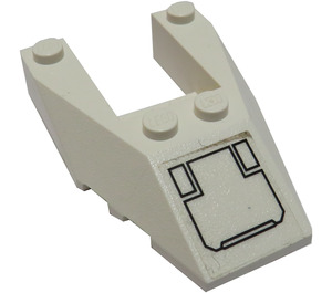 LEGO White Wedge 6 x 4 Cutout with Panel 7700 Sticker with Stud Notches (6153)