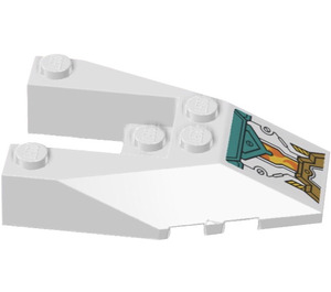 LEGO White Wedge 6 x 4 Cutout with Turquoise and Gold Panels Sticker with Stud Notches (6153)