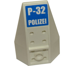 LEGO hvid Kile 6 x 4 Tredobbelt buet Inverteret med P-32 og Polizei Klistermærke (43713)