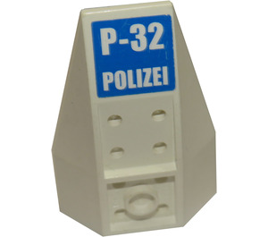 LEGO White Wedge 6 x 4 Triple Curved Inverted with P-32 and Polizei Sticker (43713)