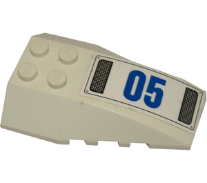 LEGO White Wedge 6 x 4 Triple Curved with '05' and Black Grille (Left) Sticker (43712)