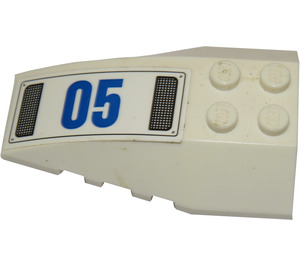 LEGO White Wedge 6 x 4 Triple Curved with '05' and Black Grille (Right) Sticker (43712)
