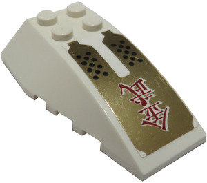 LEGO White Wedge 6 x 4 Triple Curved with Asian Characters and Black Dots Sticker (43712)