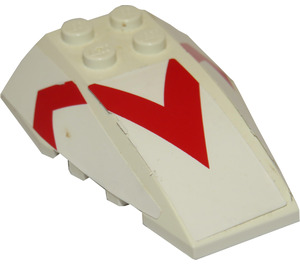 LEGO White Wedge 6 x 4 Triple Curved with Red "V" Sticker (43712)